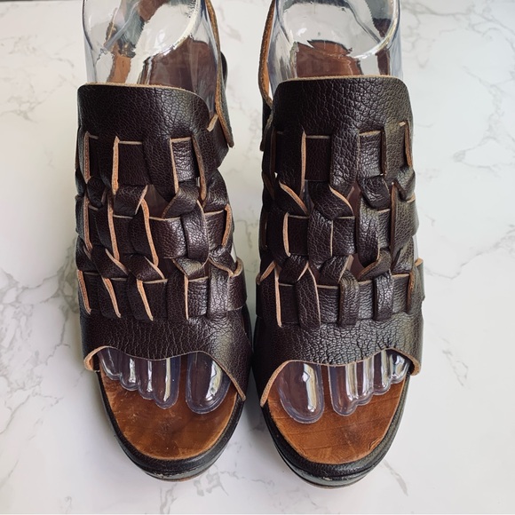 Chie Mihara Woven Suave Leather Slingback Sandals Open Toe Heels | Size 37.5 - Picture 3 of 14